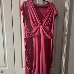 Vibrant Pink Dress with Fringe Details